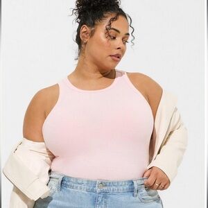 NWOT Torrid Super Soft Ribbed High Neck Tank Top Almond Blossom✨Size 1